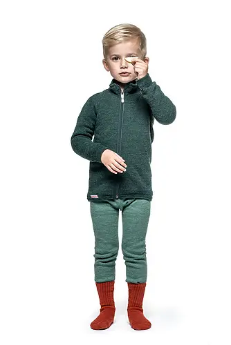 Kids Vest / Full Zip Jacket 400 Forest Green - Woolpower