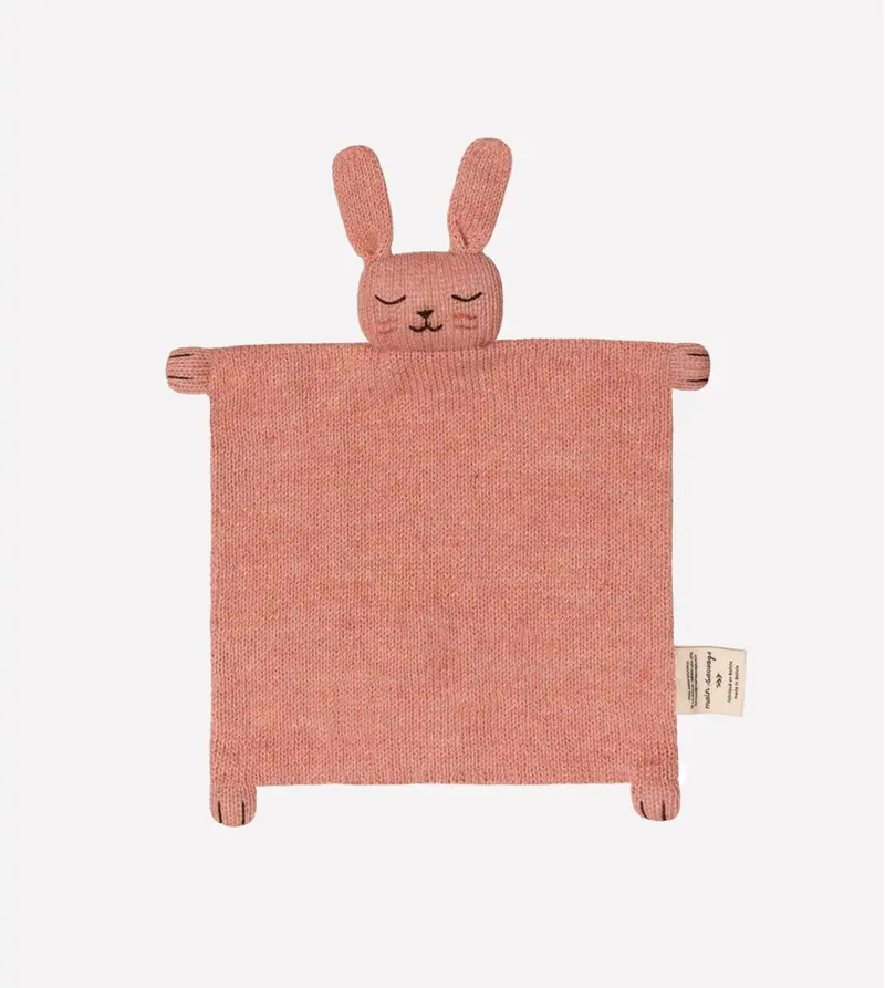 Knuffeldoekje Bunny Rose – 100% baby alpaca – Main Sauvage