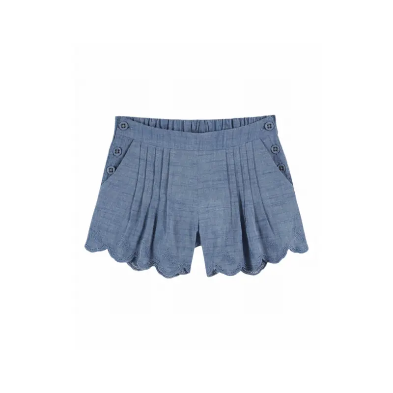 Kort broekje - Chambray Brodee - Katoen - Denim/blauw - Emile et Ida
