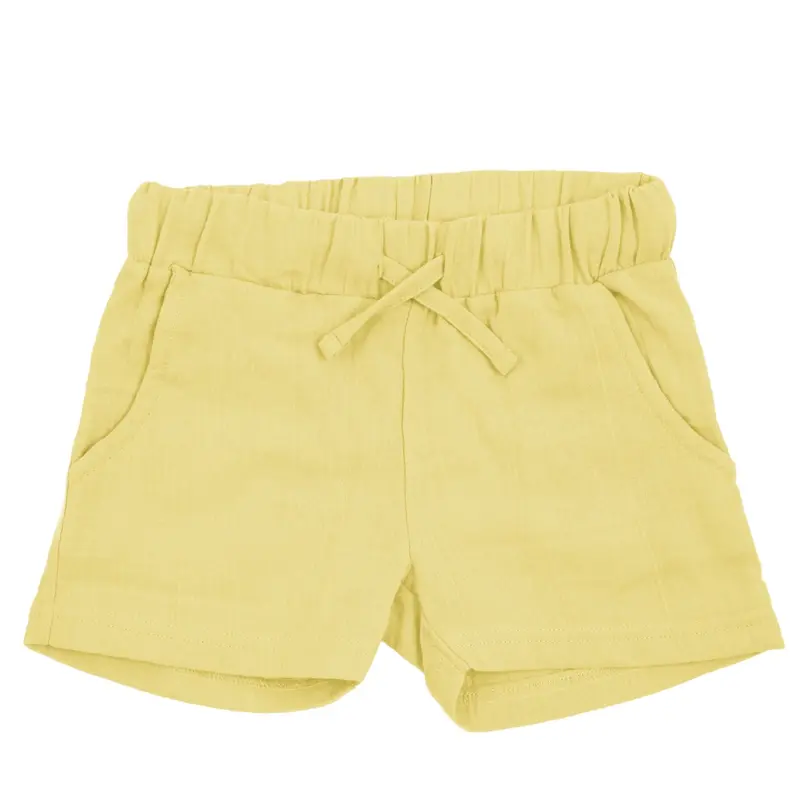 Korte Broek / Shorts Muslin Solid Yellow - Maxomorra