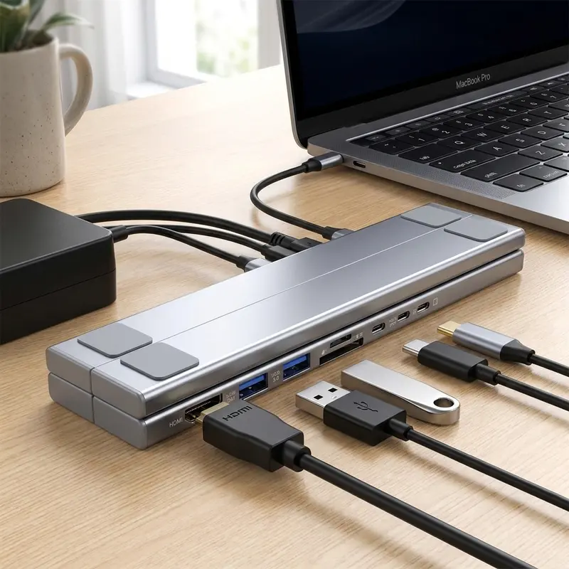 Laptop Dock 8-in-1 USB-C Flex Hub Thuiswerk