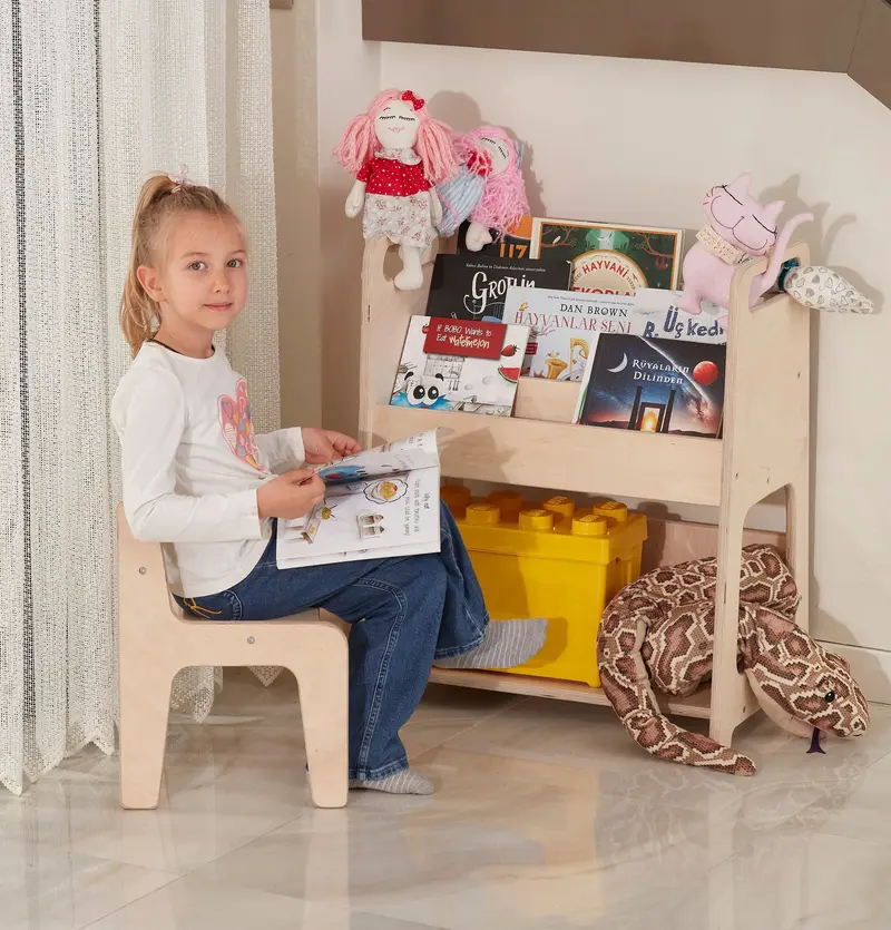 Large size Montessori bookshelf and toy storage shelf boho furniture | bookcases for children