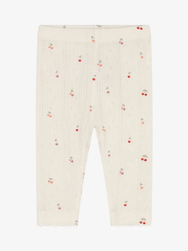 Legging pointelle - Biologisch katoen - Kersjes/Ecru - Fixoni