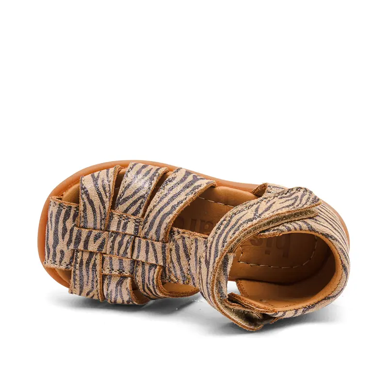 Leren sandaal - Gesloten teen - Glitter zebraprint - Bisgaard