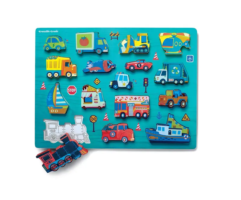 Let's play wooden puzzle things that go Crocodile Creek