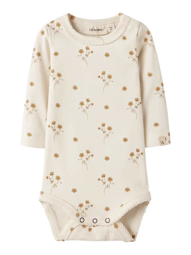 Lil' Atelier Baby Flayo Sig romper Coconut Milk FLOWER YELLOW