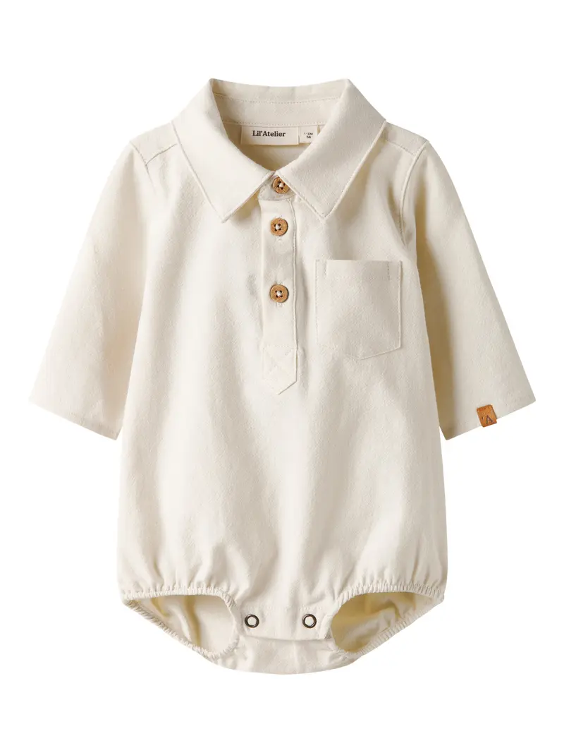 Lil' Atelier Baby Hadam overhemdromper Turtledove