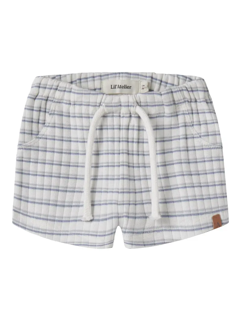 Lil' Atelier Baby Haldur loose shorts Coconut Milk DUSTY BLUE