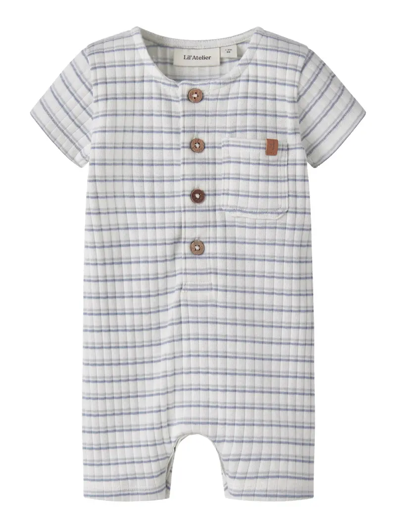 Lil' Atelier Baby Haldur ss loose short suit Coconut Milk DUSTY BLUE
