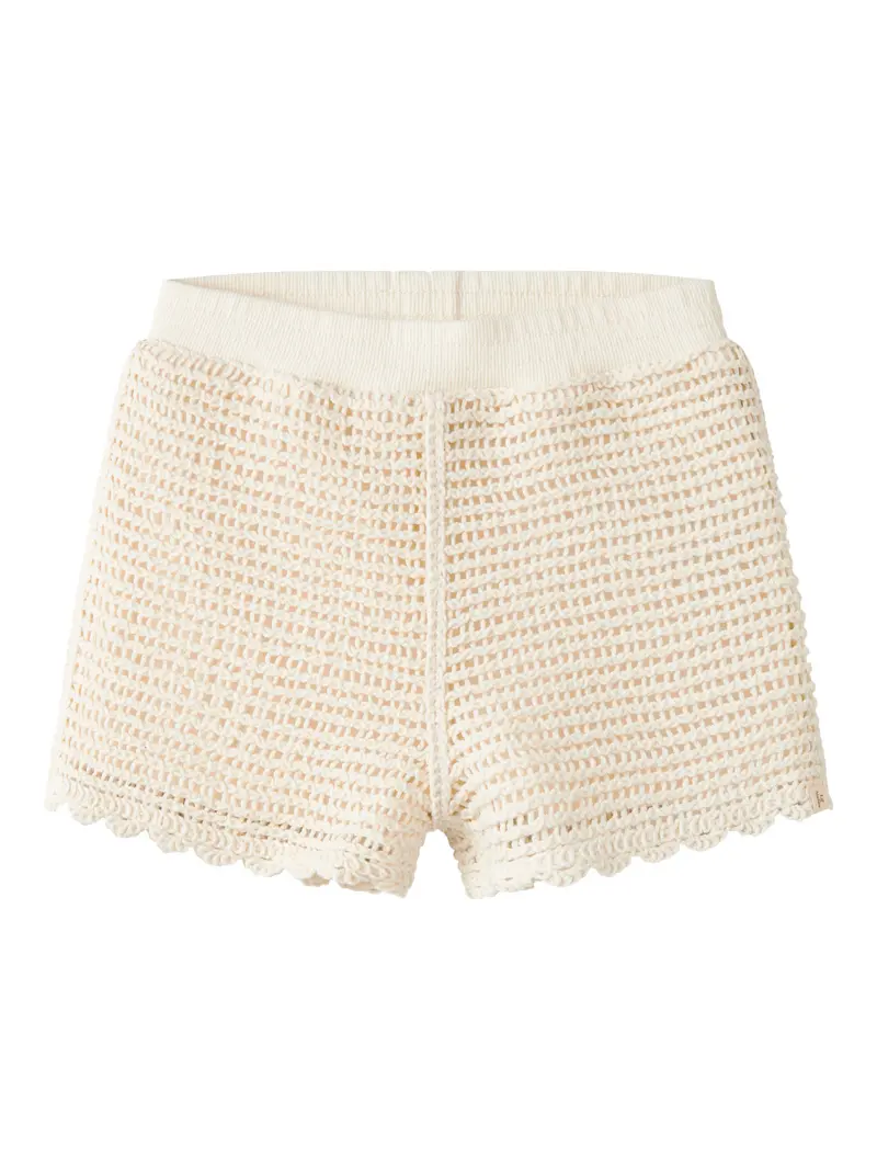 Lil' Atelier Mini Flora knit shorts Coconut Milk