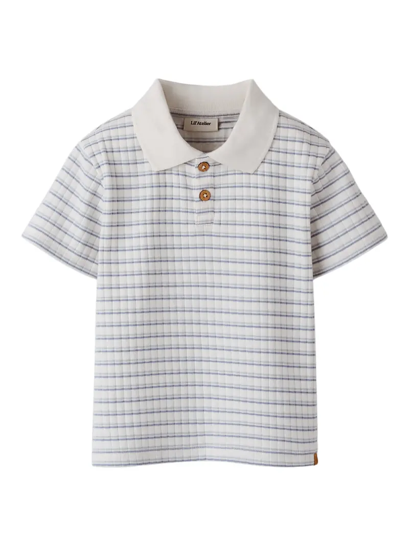 Lil' Atelier Mini Haldur ss loose polo Coconut Milk DUSTY BLUE