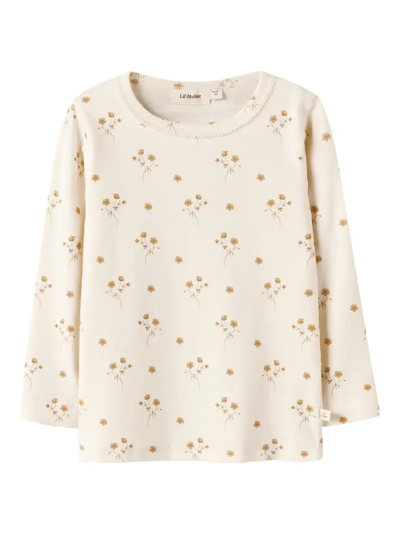 Lil' Atelier Mini Layo Sig shirt Coconut Milk FLOWER YELLOW