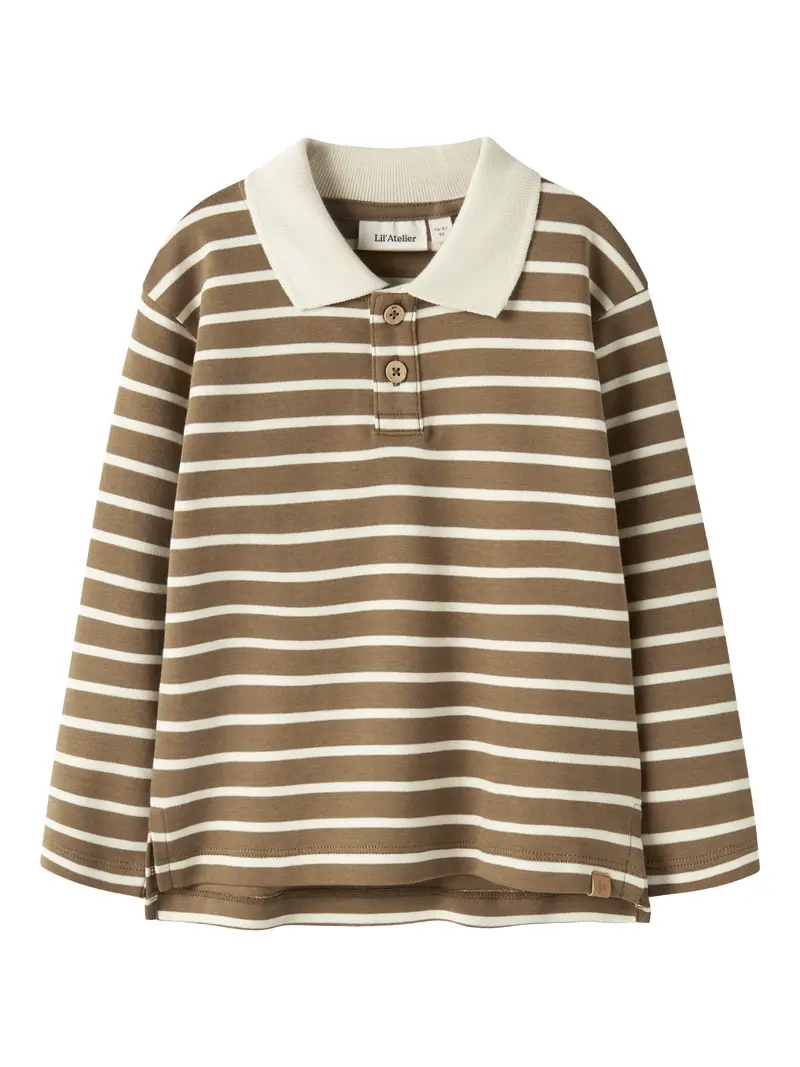 Lil' Atelier Mini Limia ls loose polo top Kangaroo TURTLEDOVE