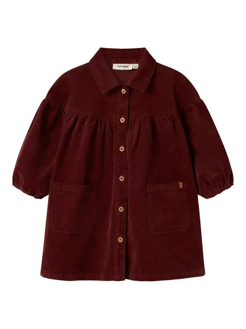 Lil' Atelier Mini Obert corduroy jurk Hot Chocolate