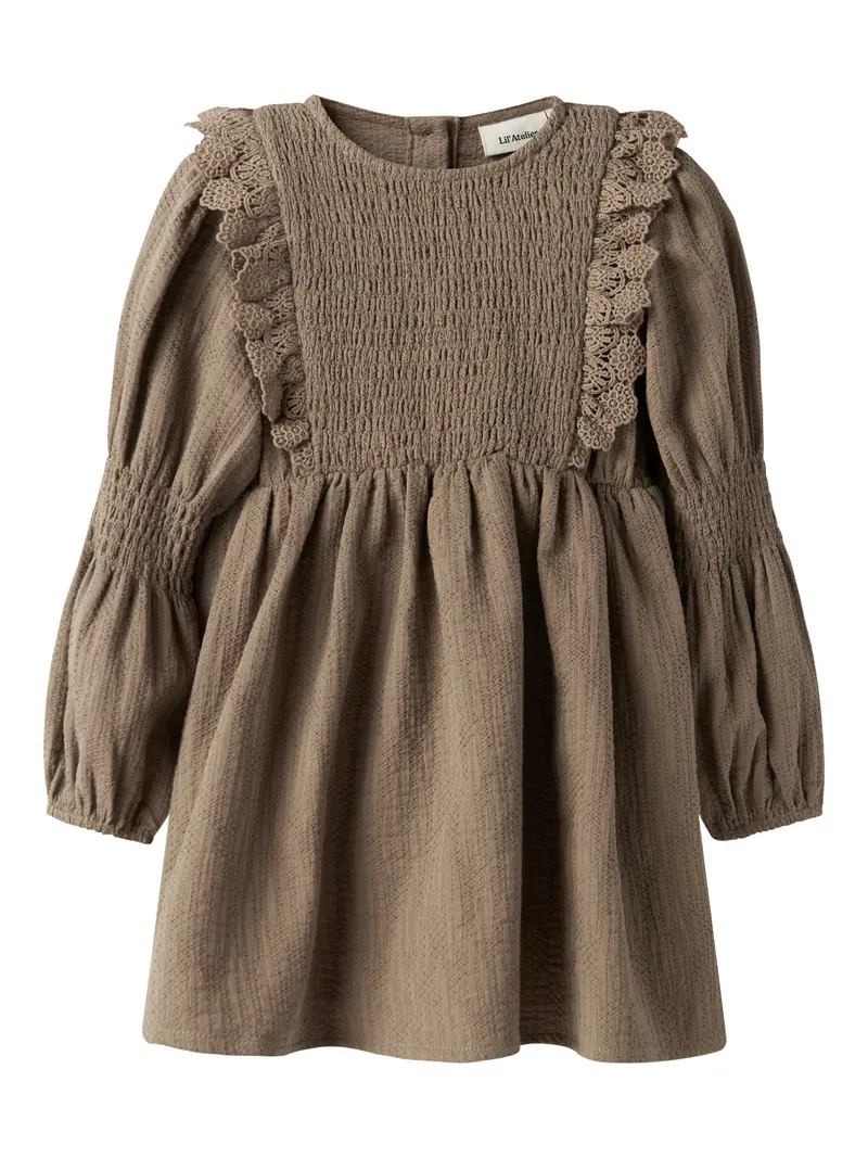 Lil' Atelier Mini Rosita Liu jurk Sepia Tint