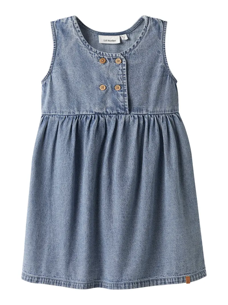 Lil' Atelier Mini Taya jurk Medium Blue Denim