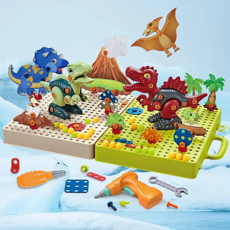 Little Dino Toolbox - Elektrisk drill og design - Dinosaur byggeleker