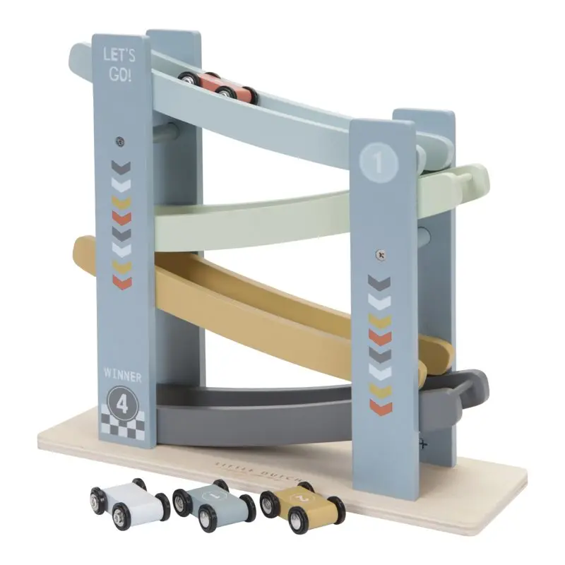 Little Dutch rollerbaan auto's blauw