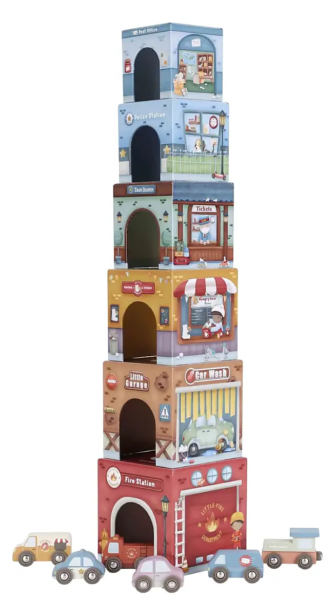 Little Dutch Stapeltoren - incl. 6 Houten auto's