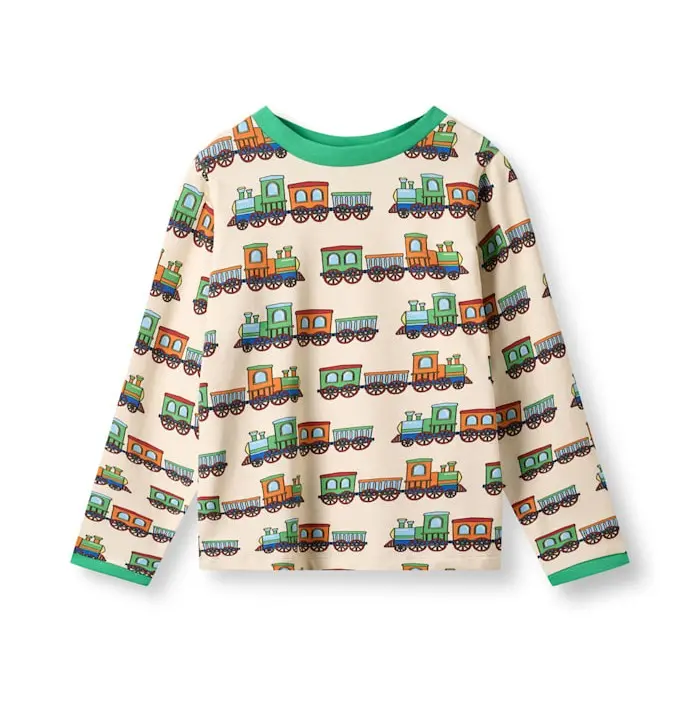 Longsleeve Gala Top with Trains - Småfolk