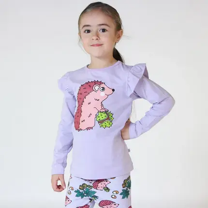 Longsleeve with hedgehogs Lila - Småfolk