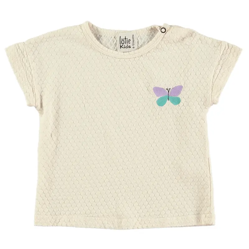 Lötiekids baby T-shirt short sleeve off white butterfly