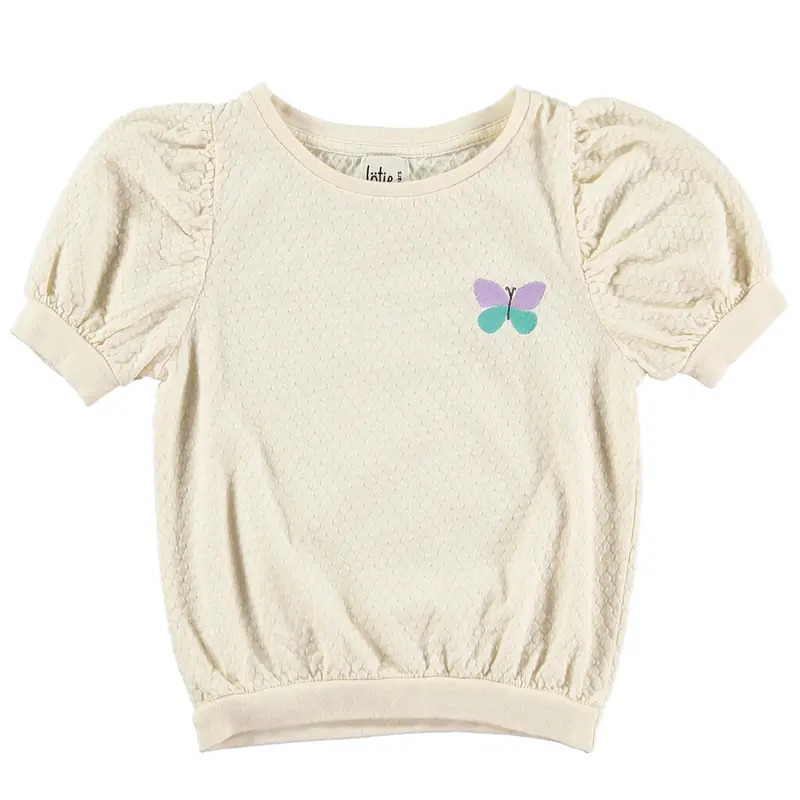 Lötiekids textured T-shirt off white butterfly