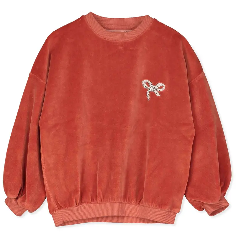 Lötiekids velvet sweater bow clay