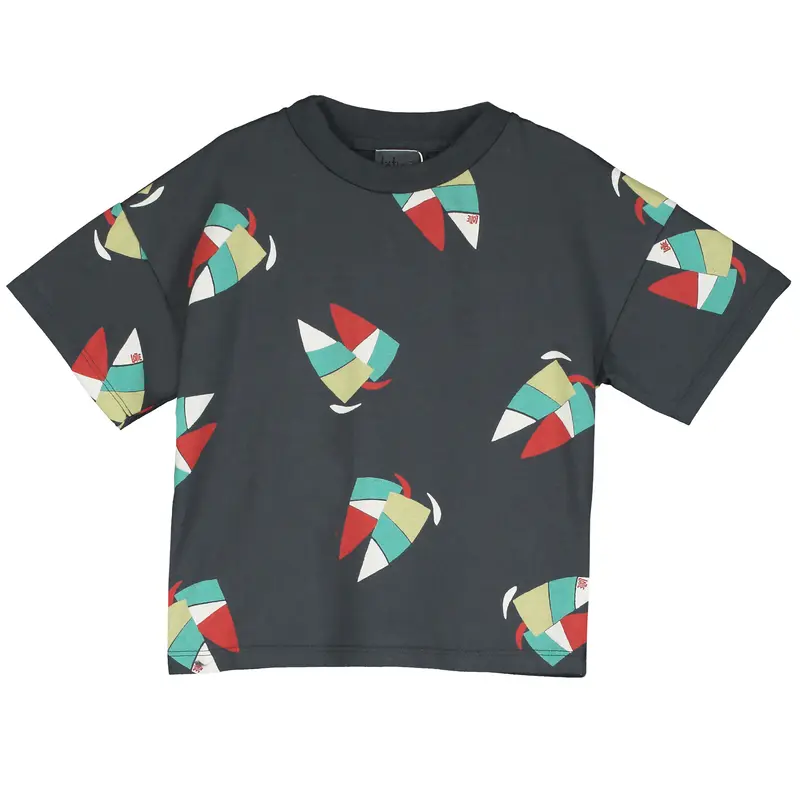 Lötiekids wide fit T-shirt windsurf anthracite