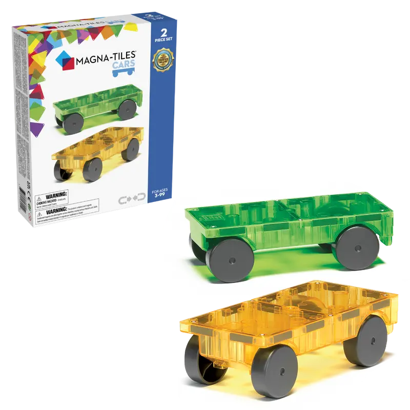 Magna-Tiles Cars set Groen & Geel - 2 magnetische tegels