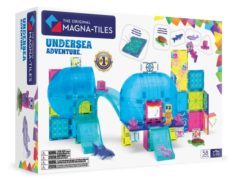 Magna-Tiles Undersea Adventure - 58 magnetische tegels - Incl. 2 Pop It Figet Toys