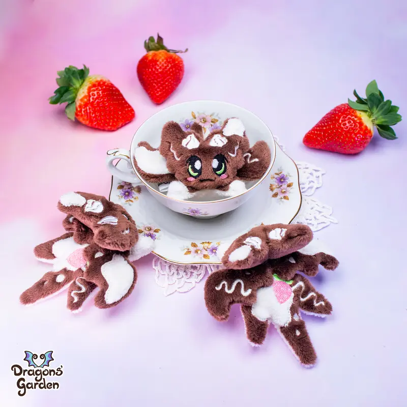 MAGNETIC | White Chocolate Strawberry Micro Dragon Plushie