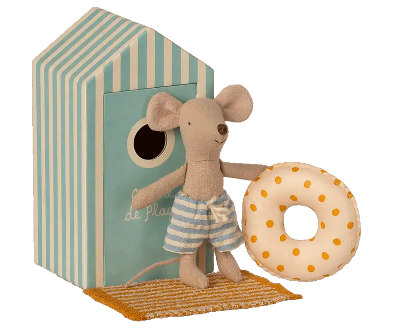 Maileg strandmuis in beach cabin - kleine broer