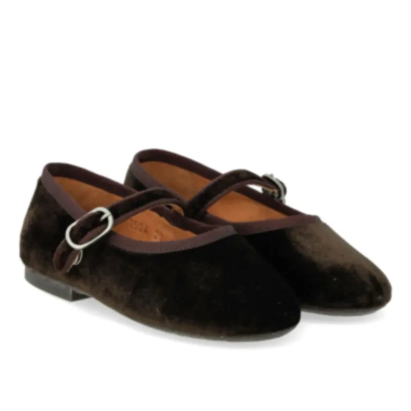Mary Jane ballerina - Velours/suede - Bruin - Angulus
