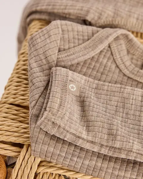 Merinowol romper – Light Nature Melange – 100% merinowol – Smallstuff