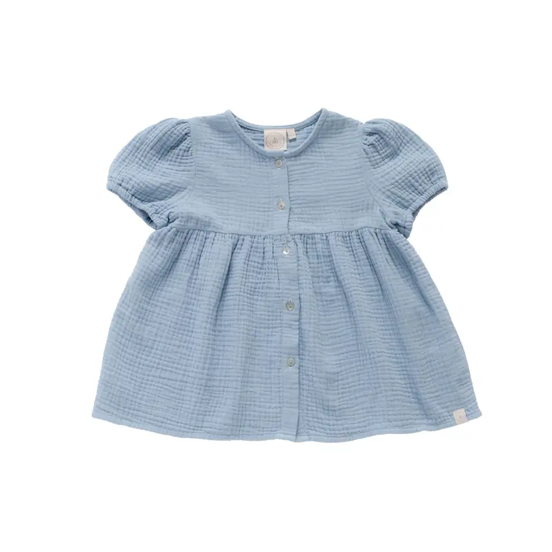 Mila Blouse light blue mousseline Navy Natural