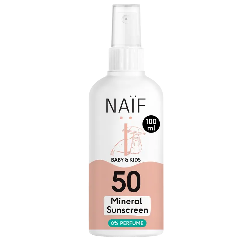 Minerale Zonnebrandspray 0% parfum Baby & Kids - SPF50 - 100ml – Naïf