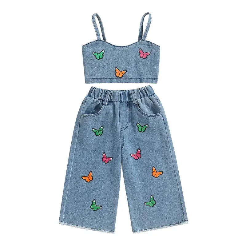 Mini Fashion™ - Beautiful Embroidery - Denim Summer Set