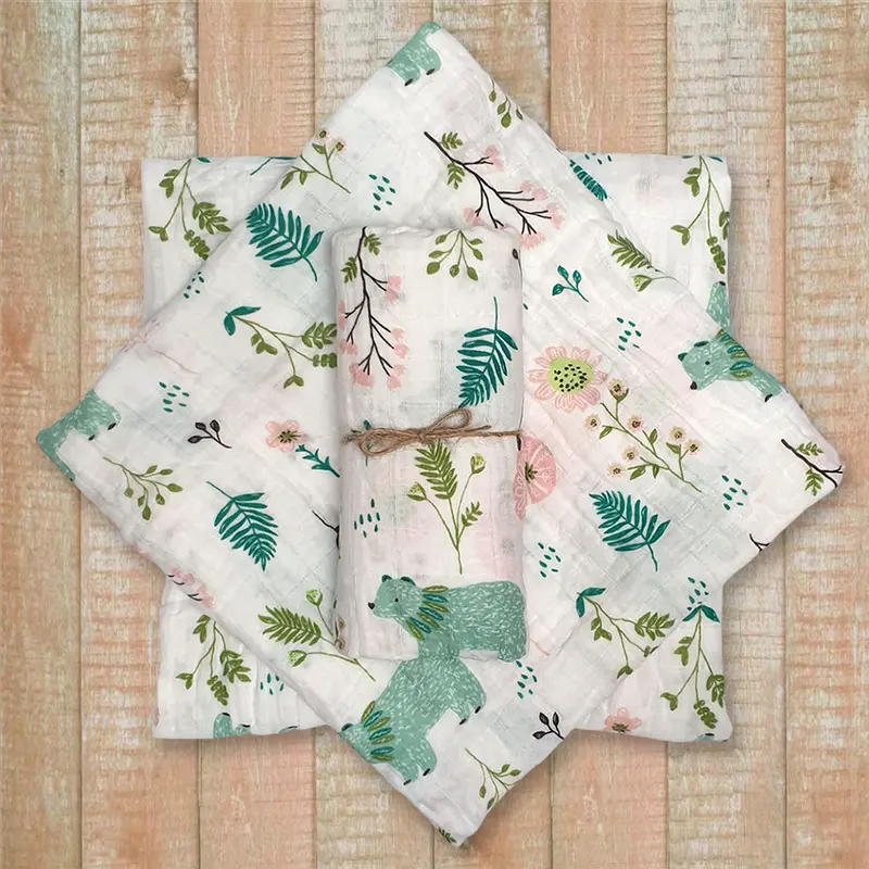 Mousseline Doek Beer & Bloemen (110x120 cm)