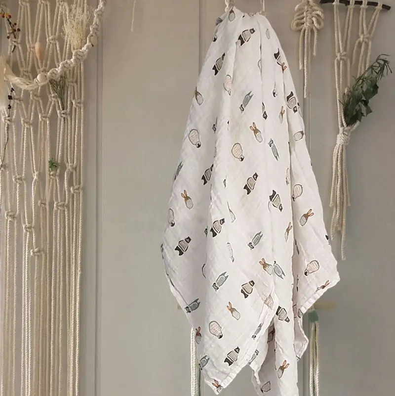 Mousseline Doek Beren & Pinguïns (110x120 cm)