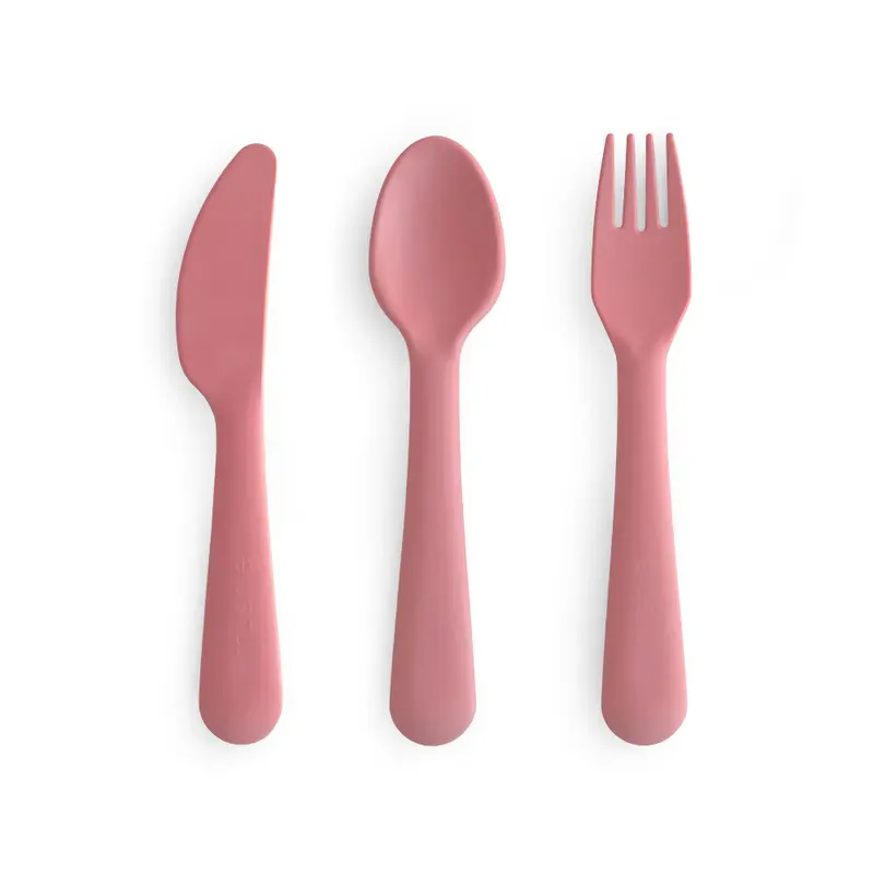 Mushie bestekset dusty rose 3-delig
