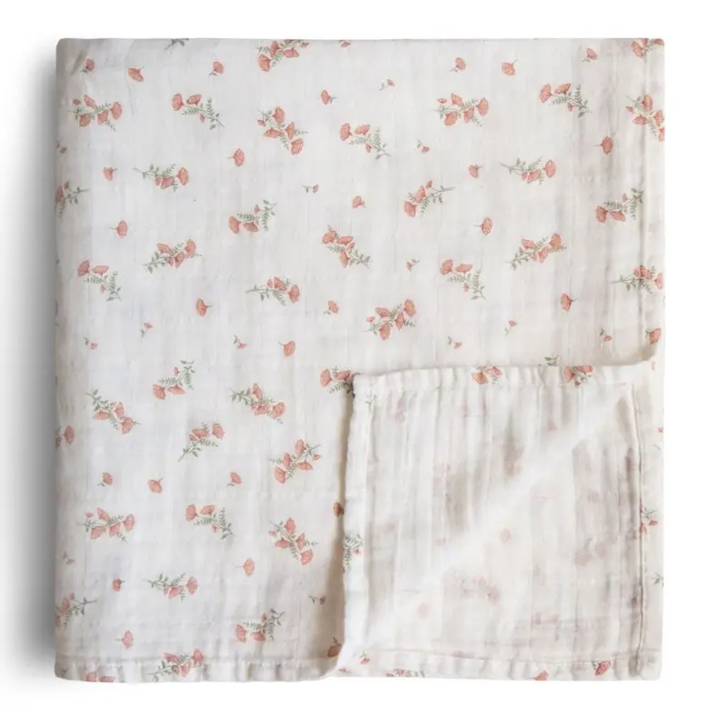Mushie hydrofiele doek pink flower 120 x 120