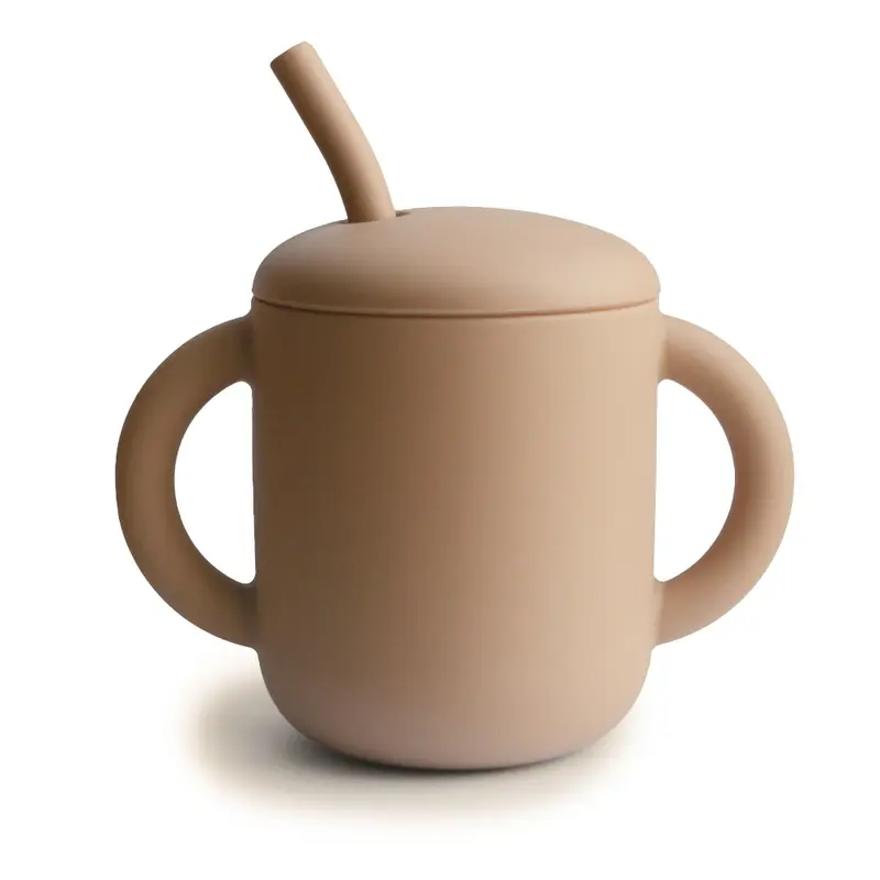 Mushie siliconen sippy cup met oren natural