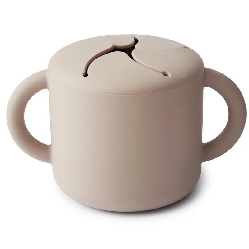 Mushie snack cup shifting sand
