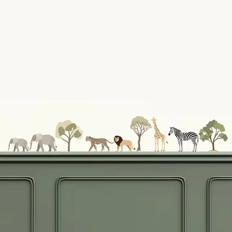 Muursticker 'Afrikaanse Dieren op Rij'