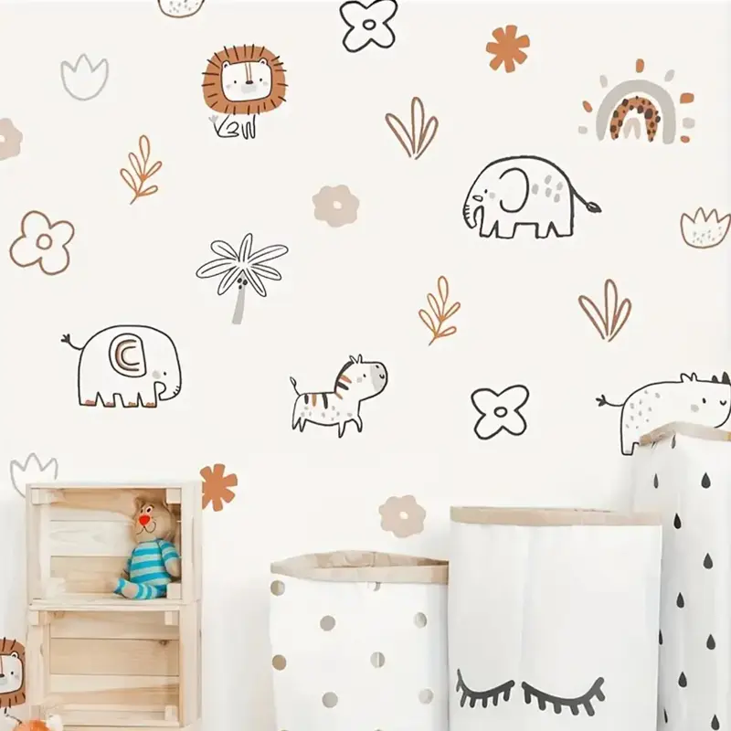 Muursticker 'Afrikaanse Lineart Dieren'