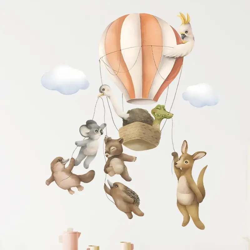 Muursticker 'Ballon met Australische Dieren'