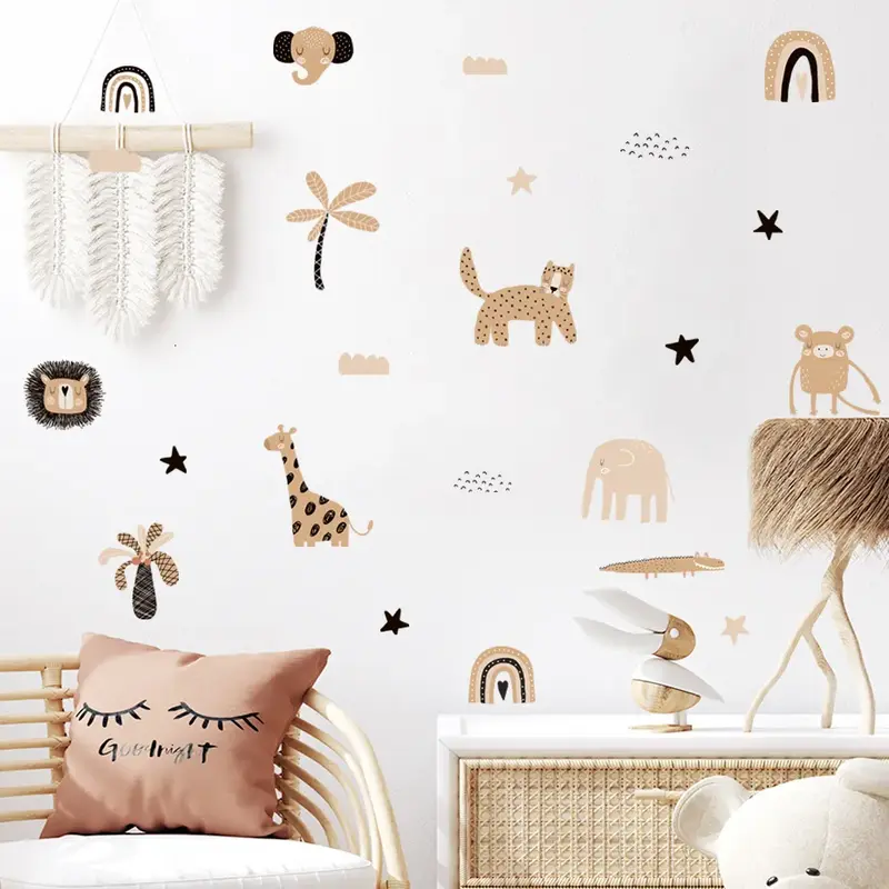 Muursticker 'Beige Wilde Dieren'