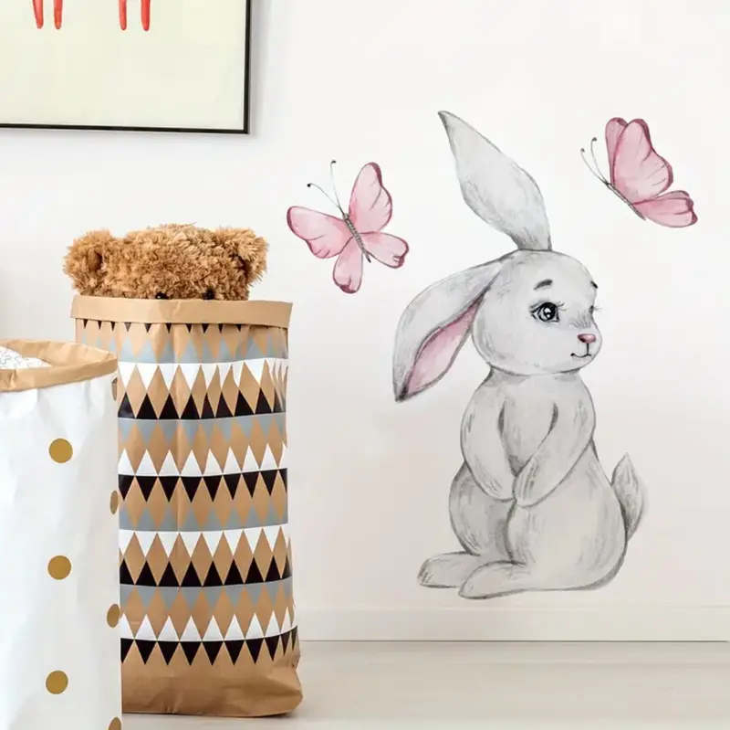 Muursticker 'Bunny & Butterflies'