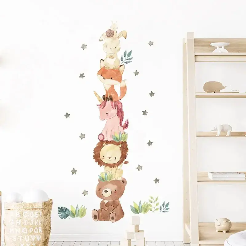 Muursticker Cartoon Dieren 'Totempaal'
